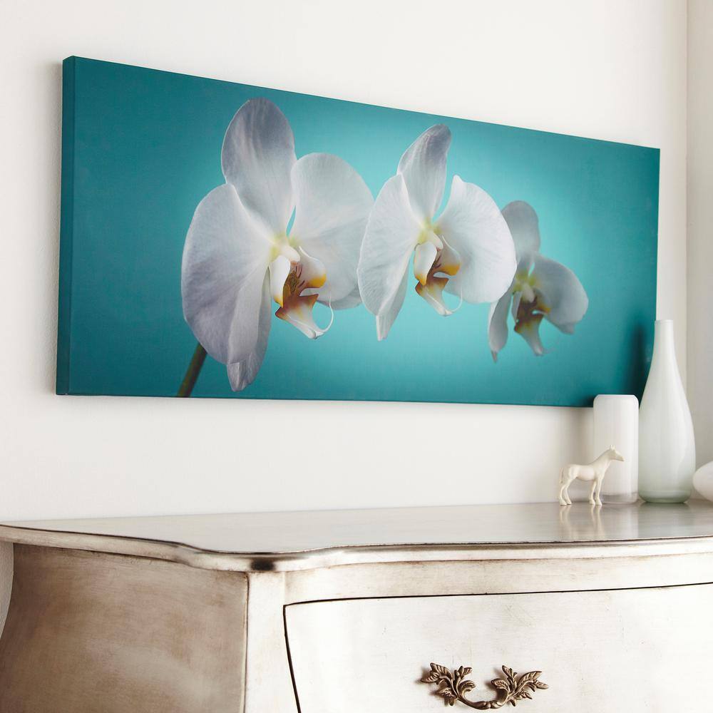 Teal Orchid Landscape Canvas Print Wall Art