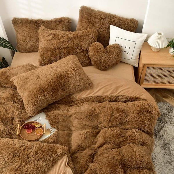 3pcs/set Shaggy Fluffy Duvet Cover Set, Fluffy sale Bedding Set, Ultra Soft Bedding S