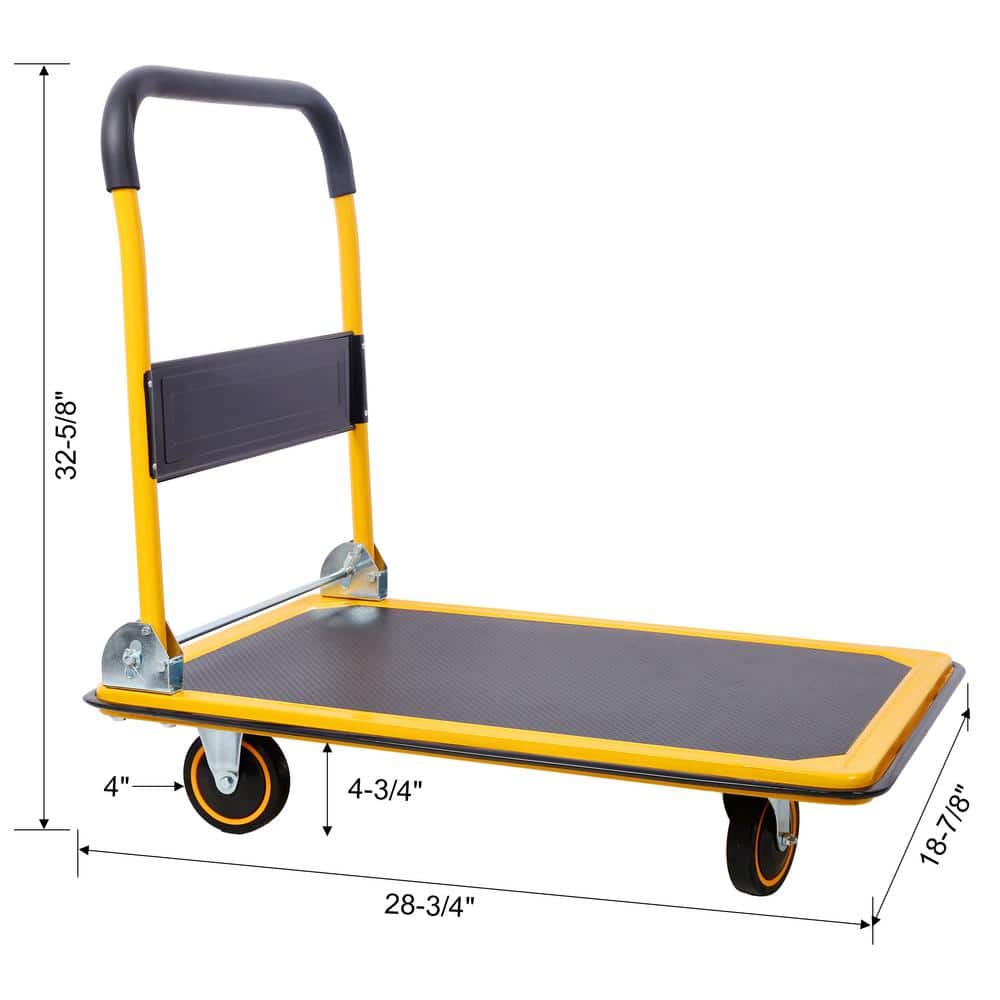 330 lb Capacity Heavy Duty Foldable Steel Hand Truck, Black and Yellow
