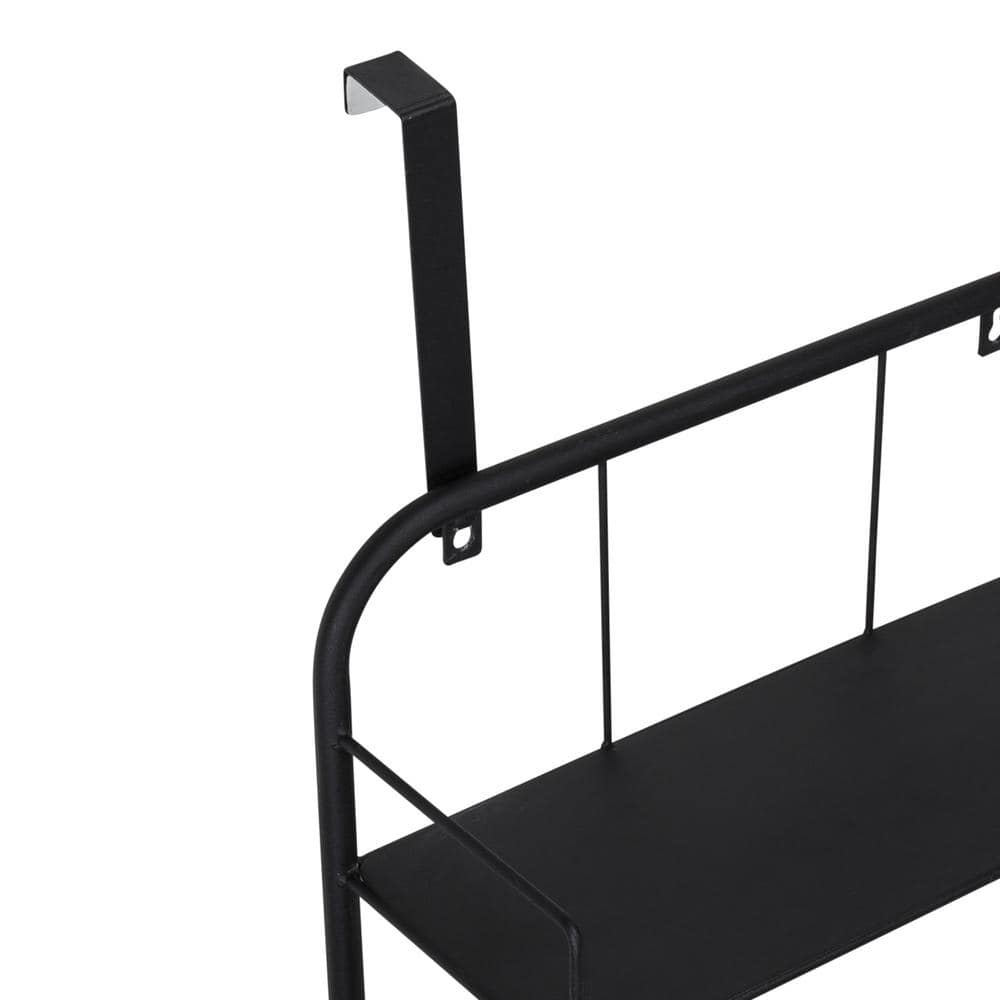 Black Collapsible Wall-Mounted Laundry Hamper with Shelf