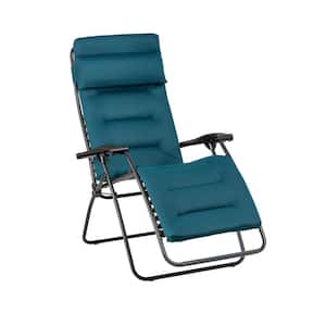 RSX Clip Metal Outdoor Recliner with Air Comfort Padded Cushion in Coral Blue
