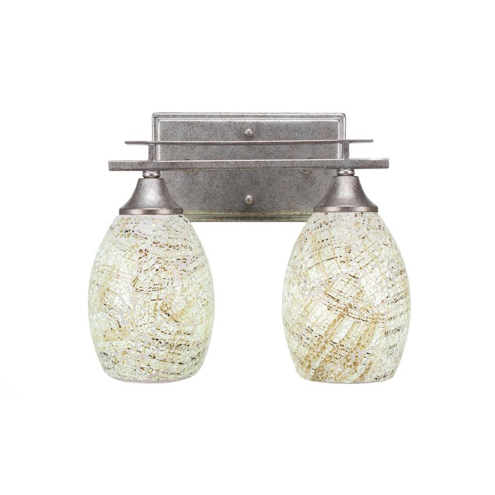 Ontario 12 in. 2-Light Aged Silver Vanity Light