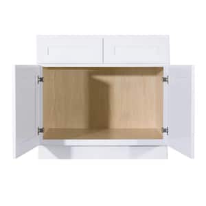 Lancaster White Plywood Shaker Stock Assembled Sink Base Kitchen Cabinet 42 in. W x 34.5 in. H x 24 in. D