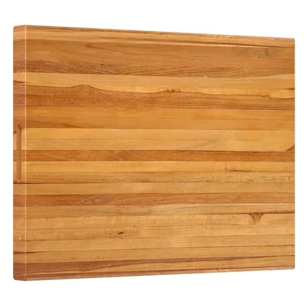 Extra Large 24 in. x 18 in. Rectangular Teak Wood Cutting Board Reversible Cutting Board with Handle