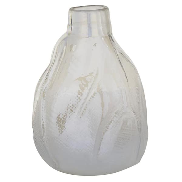Litton Lane 14 in. White Handmade Blown Glass Decorative Vase
