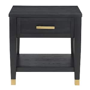 Yves 24 in. W Charcoal Square Wood Top End Table