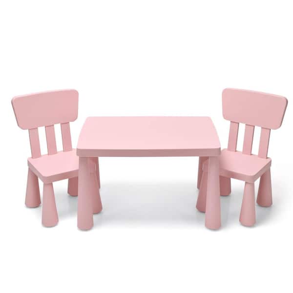 Bunpeony 30 in. Pink 3-Piece Kids Activity Table and Chair Set for ...