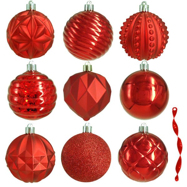 Home Accents Holiday 80 mm Red Christmas Ornament Assortment (75-Pack)
