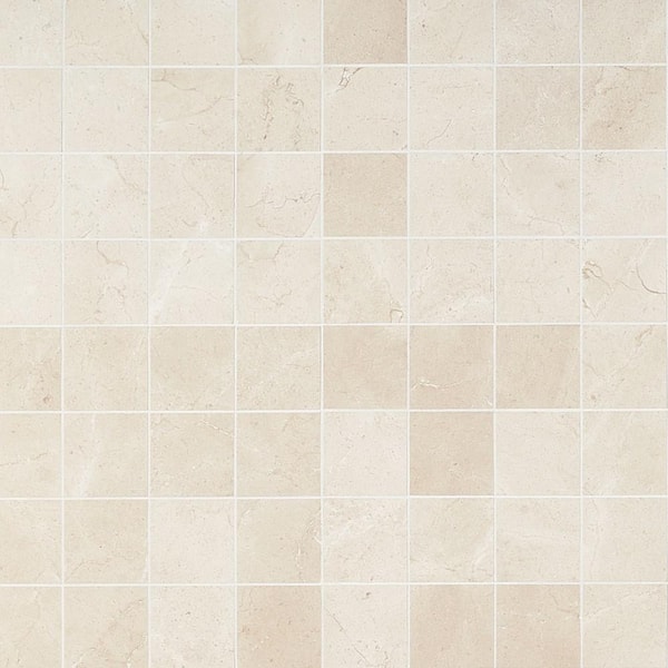 Ivy Hill Tile Marfil Crema 4 in. x 0.39 in. Marble Mosaic Tile Sample