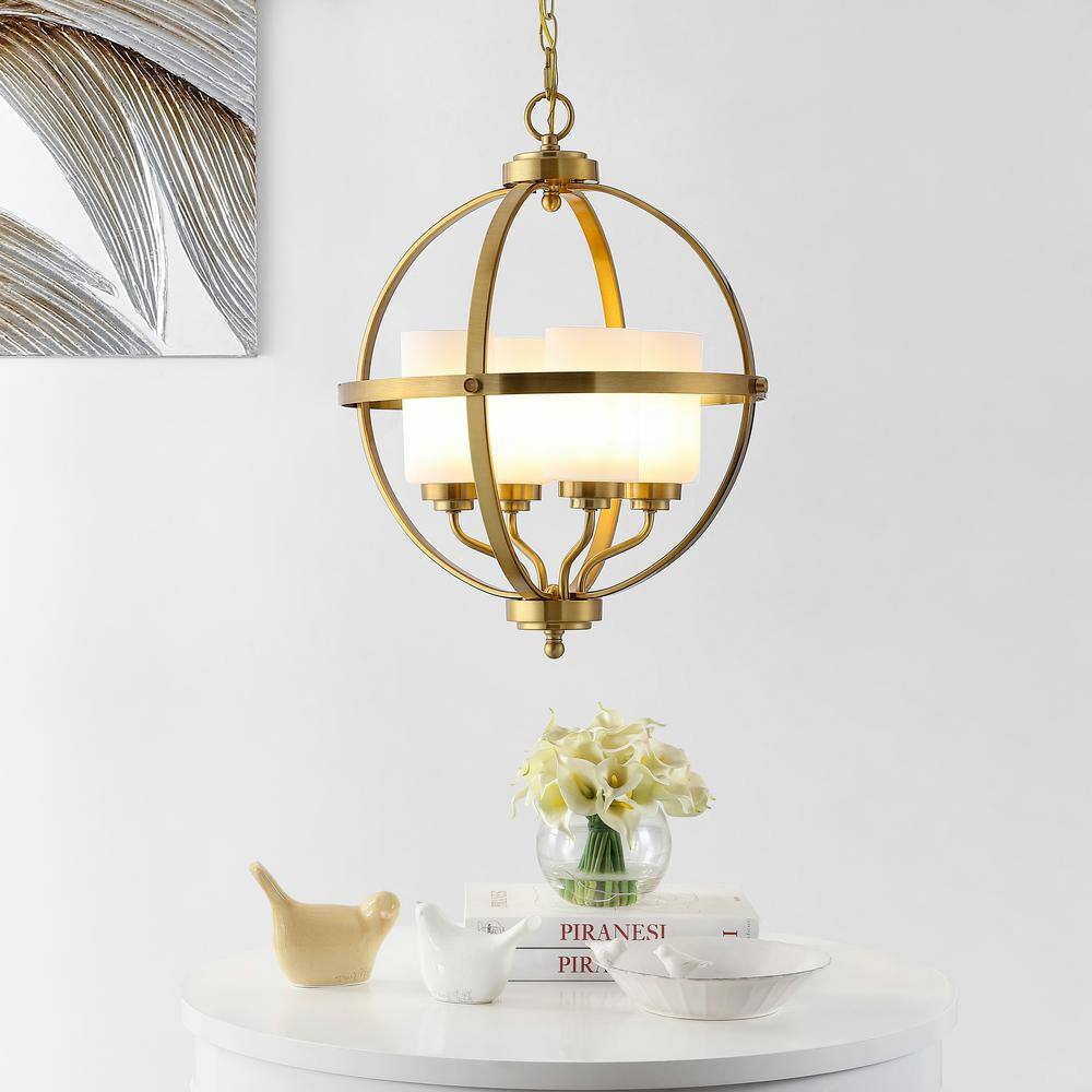 Elegant Farmhouse 22" Globe Pendant in Brass Gold with LED Lights