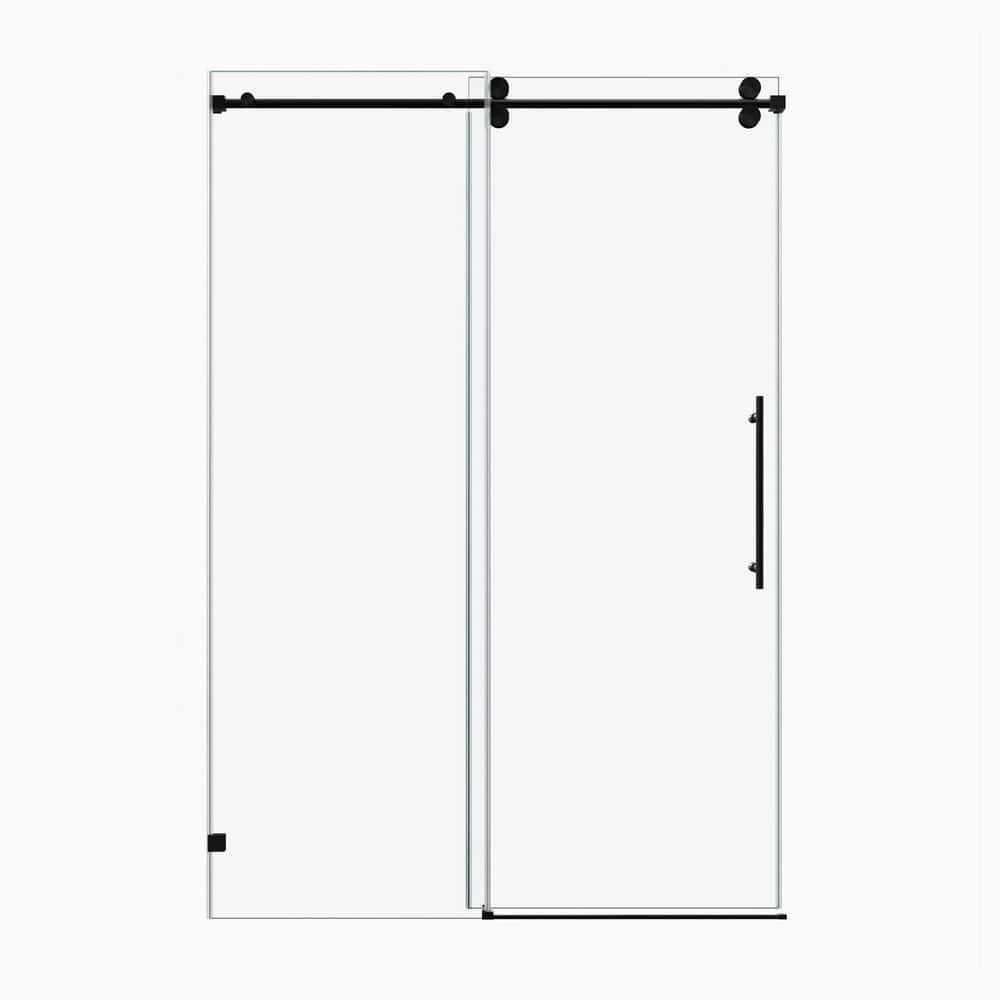 "60 in. W x 60 in. H Fixed & Sliding Shower Door in Matte Black with 3/8"" Clear Tempered Glass" price history on PriceWatchPro
