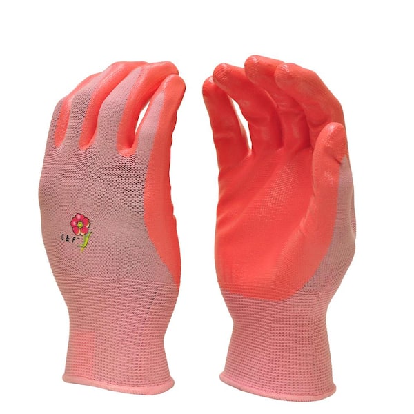 G & F 15226 M Guantes de jardinería, trabajo con revestimiento de nitrilo  guantes de la mujer, paquete de 6 pares