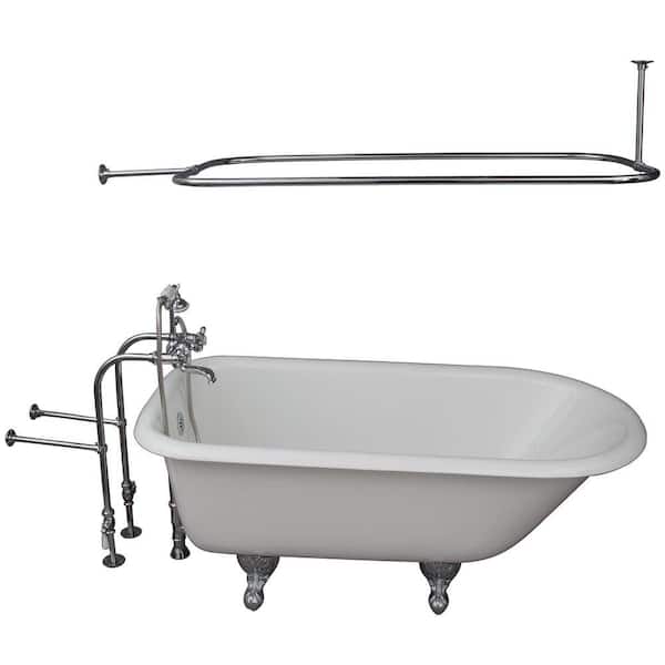 Barclay Products 5.6 ft. Cast Iron Ball and Claw Feet Roll Top Tub in White with Polished Chrome Accessories