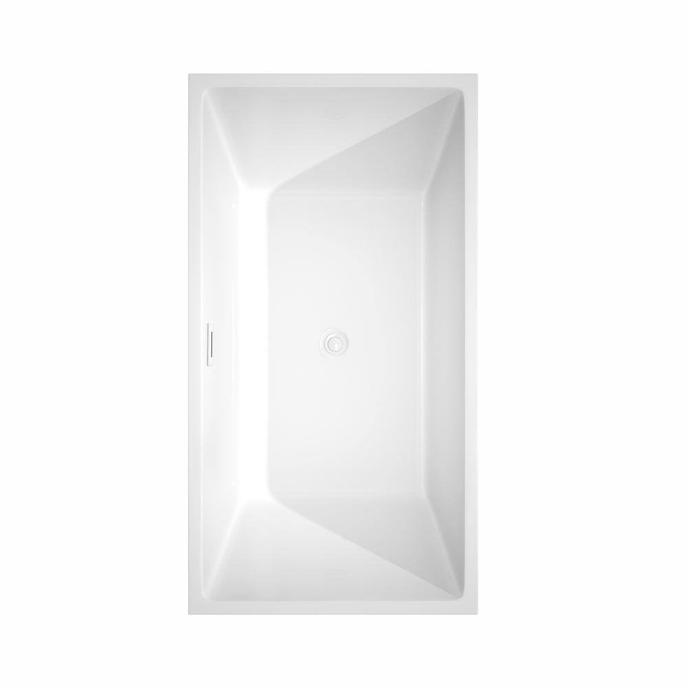 Sara 59'' Shiny White Acrylic Freestanding Soaking Bathtub