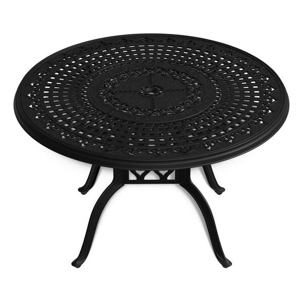 Willit 47.24 in Cast Aluminum Patio Dining Round Table SLBK1114 The