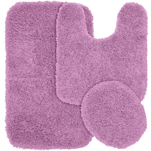 Jazz Purple 21 in. x 34 in. Washable Bathroom 3-Piece Rug Set