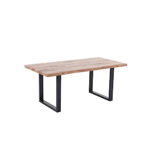 Benedict 71 in. L Rectangle Light Wood Oak with Metal Dining Table (Seats 6)