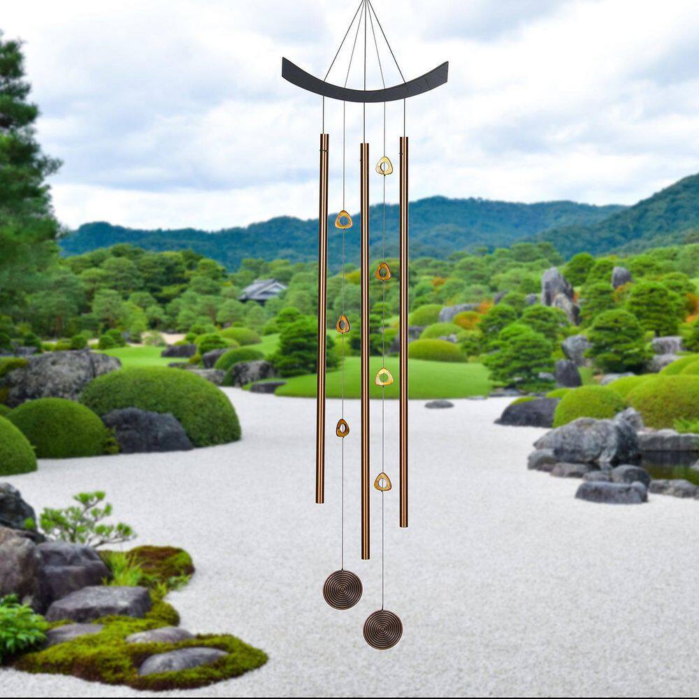 Bronze and Tiger's Eye Feng Shui Wind Chime, 41"