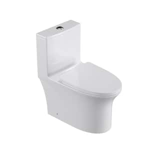 1-Piece 1.1/1.6 GPF Dual Flush Elongated Toilet in White Seat Included