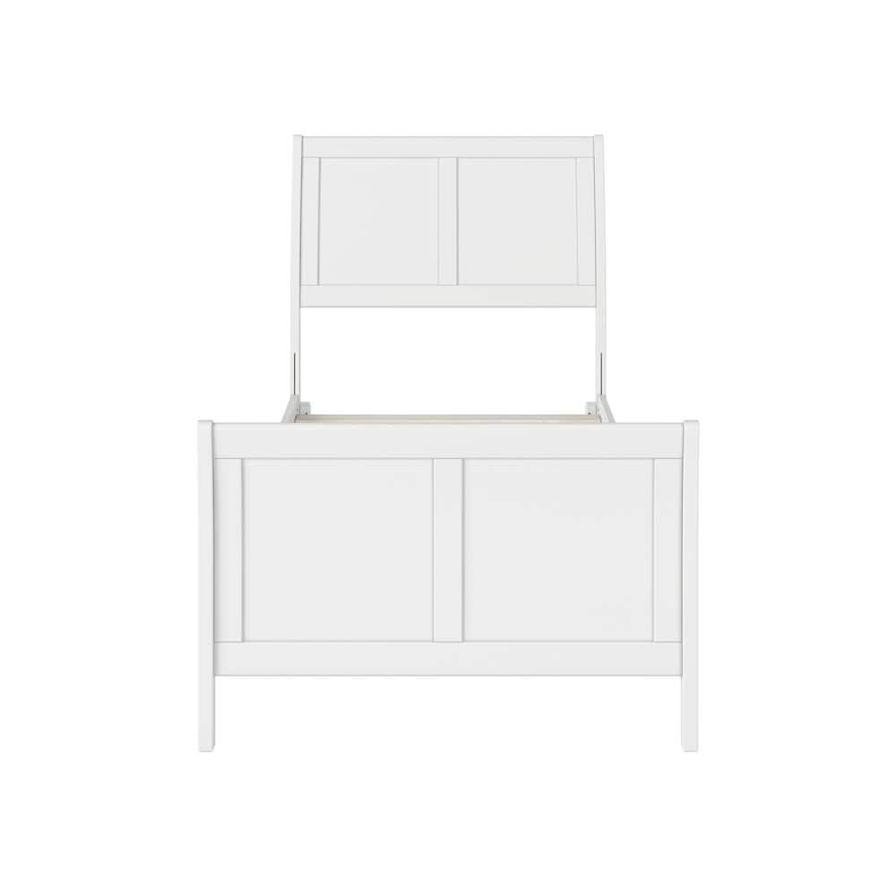 Portland White Solid Wood Sleigh Bed Frame with Footboard