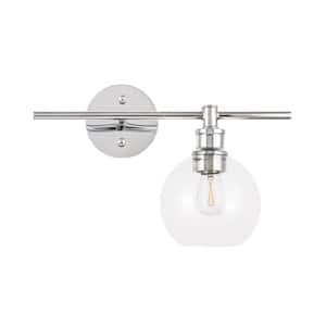 Timeless Home Conor 14.7 in. W x 9.8 in. H 1-Light Chrome and Clear Glass (Right) Wall Sconce