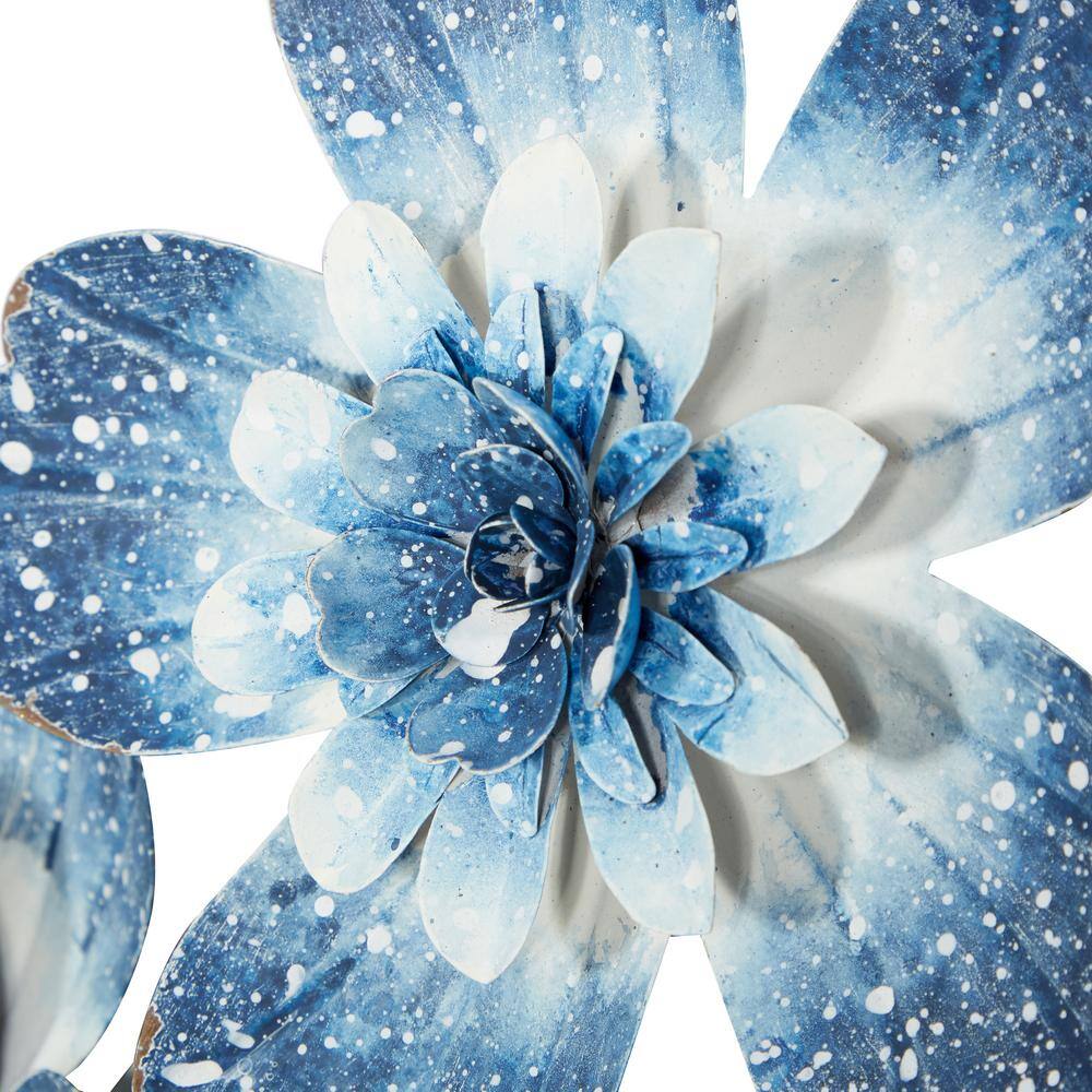 Blue Floral Metal Wall Art Sculpture for Any Room