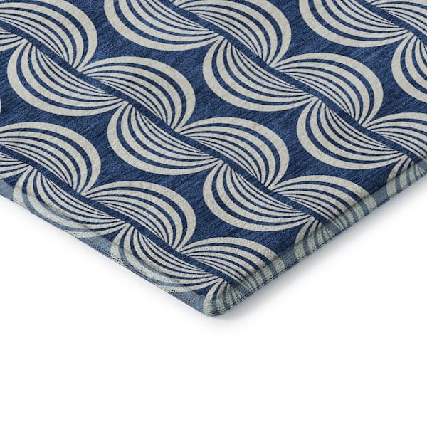 Mayfield Premium Machine Washable Abstract AMF1055 Navy 5 ft. x 7 ft. 6 in. Area Rug
