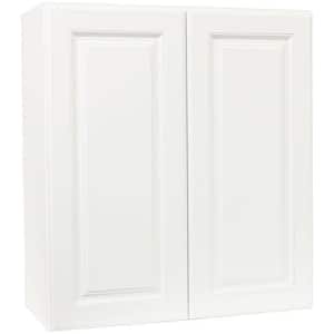 Hampton 27 in. W x 12 in. D x 30 in. H Assembled Wall Kitchen Cabinet in Satin White