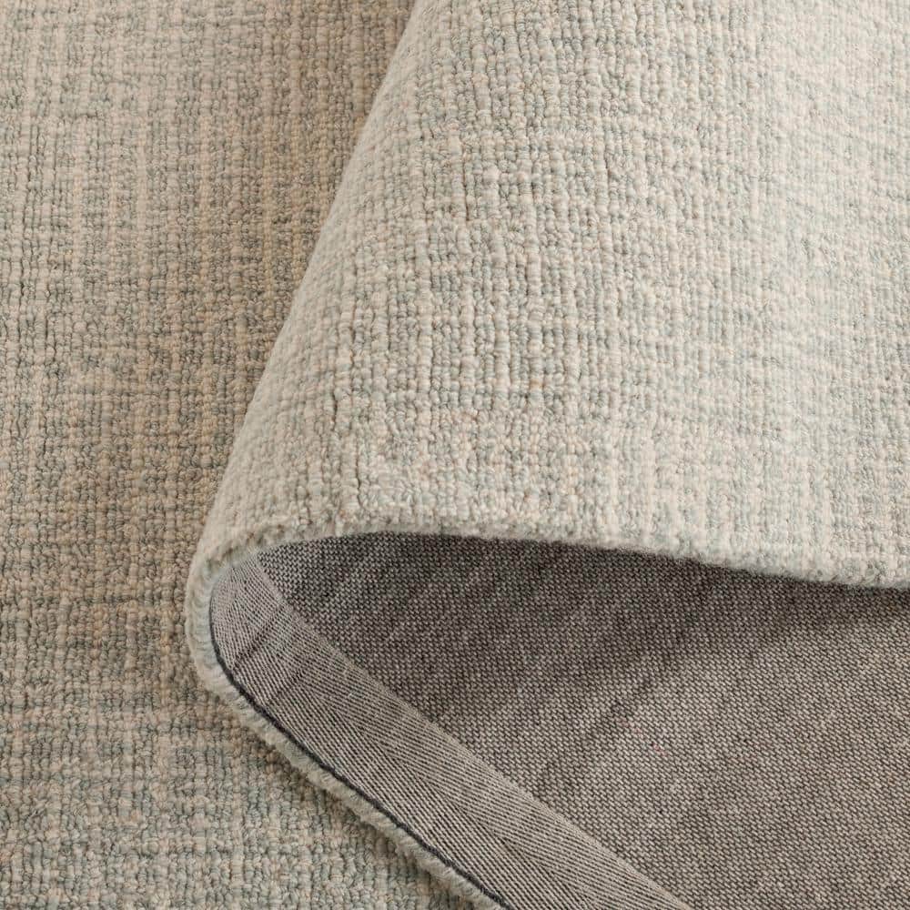 Light Grey and Ivory 6' x 9' Handmade Wool Area Rug