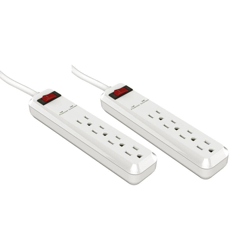 4-Outlet Power Strip Surge Protector with 3 ft. Cord (2-Pack)