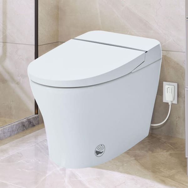 1/1.28 GPF Elongated Bidet Toilet in White with Auto Flush, Adjustable Temp Heated Seat, Knob Control