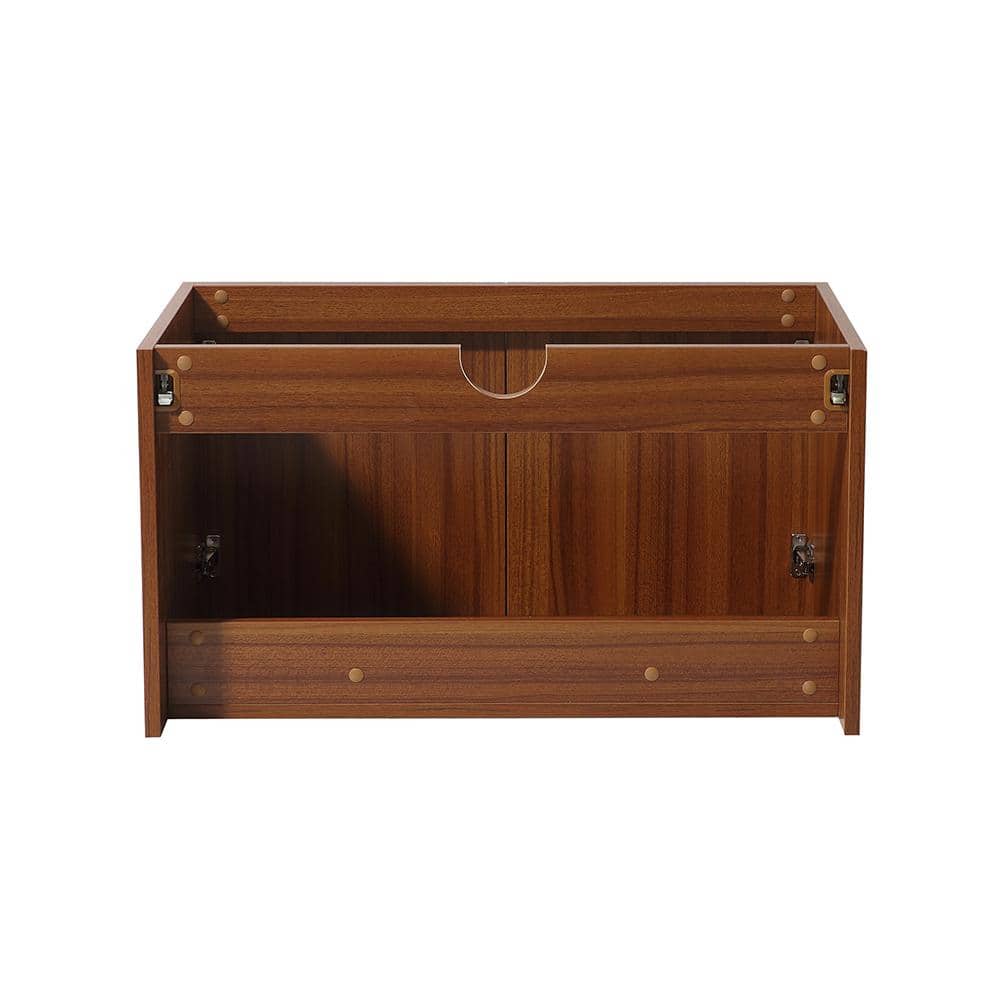 Teak Wall-Mounted Single Sink Vanity with Acrylic Top