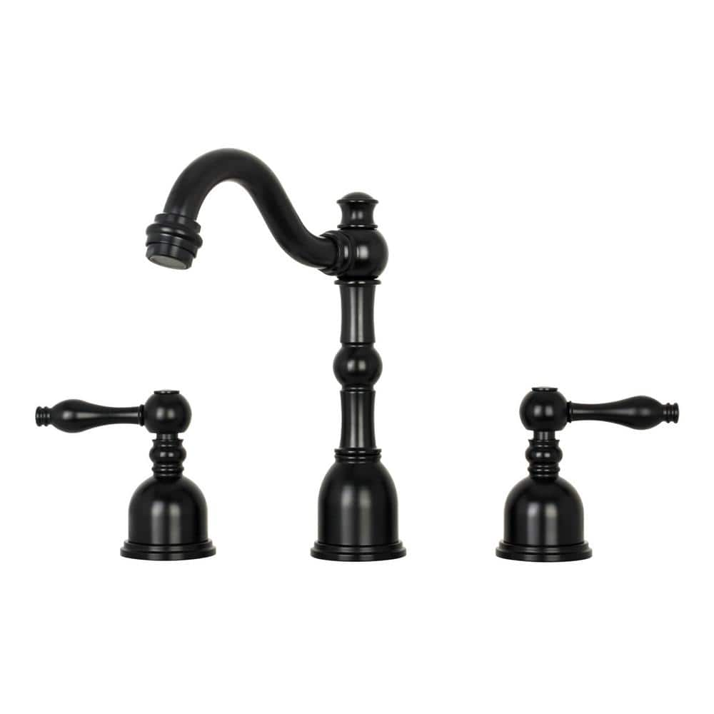 8 in. Widespread 2-Handle Mid-Arc Bathroom Faucet in Matte Black -  Akicon, AK41518-MB