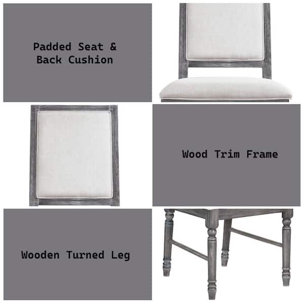 Noble House Boyle 7-Piece Rectangle Gray Wood Top Dining Table Set