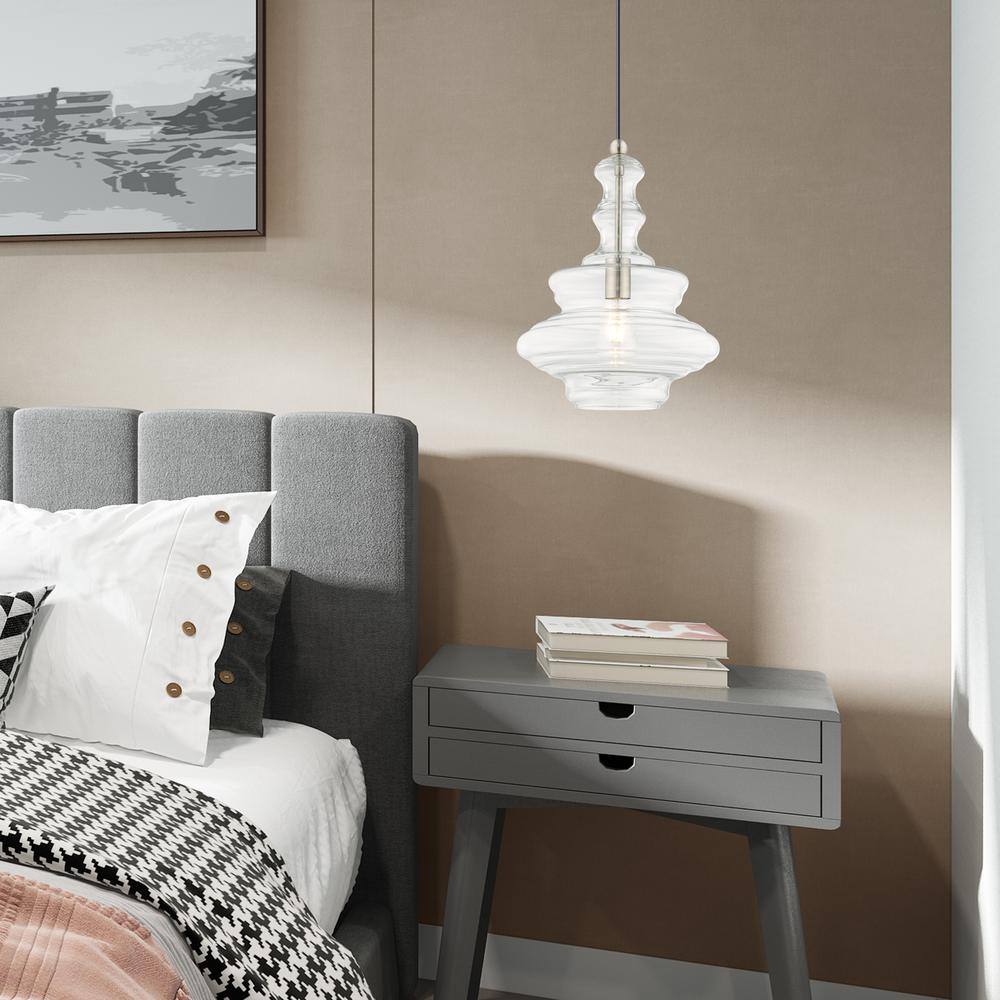 Brushed Nickel Clear Glass Mini Pendant Light