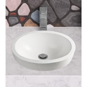 17 in. Hand Hammered Skirted Vessel Bathroom Sink in Classic White