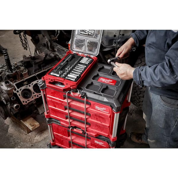 3/8 in. Drive Metric Ratchet and Socket Mechanics Tool Set with PACKOUT Case (32-Piece)