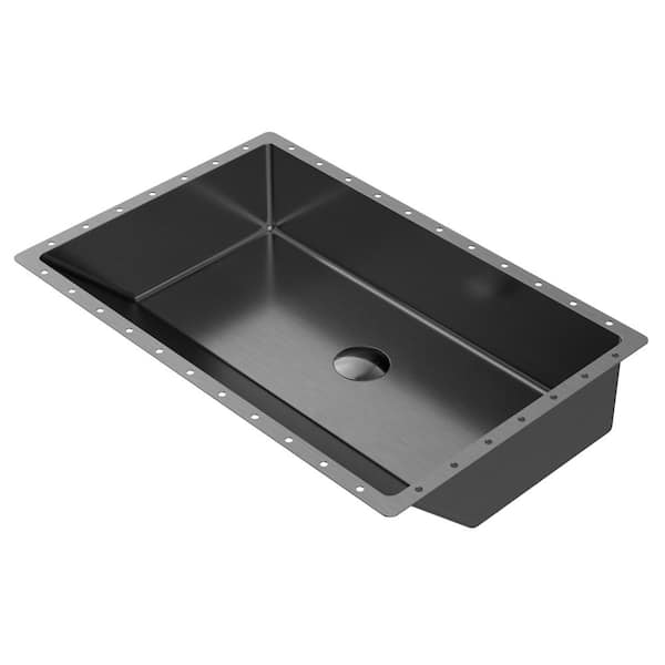 Karran CCU400 23-5/8 in. Stainless Steel Undermount Bathroom Sink in Gray Gunmetal Grey