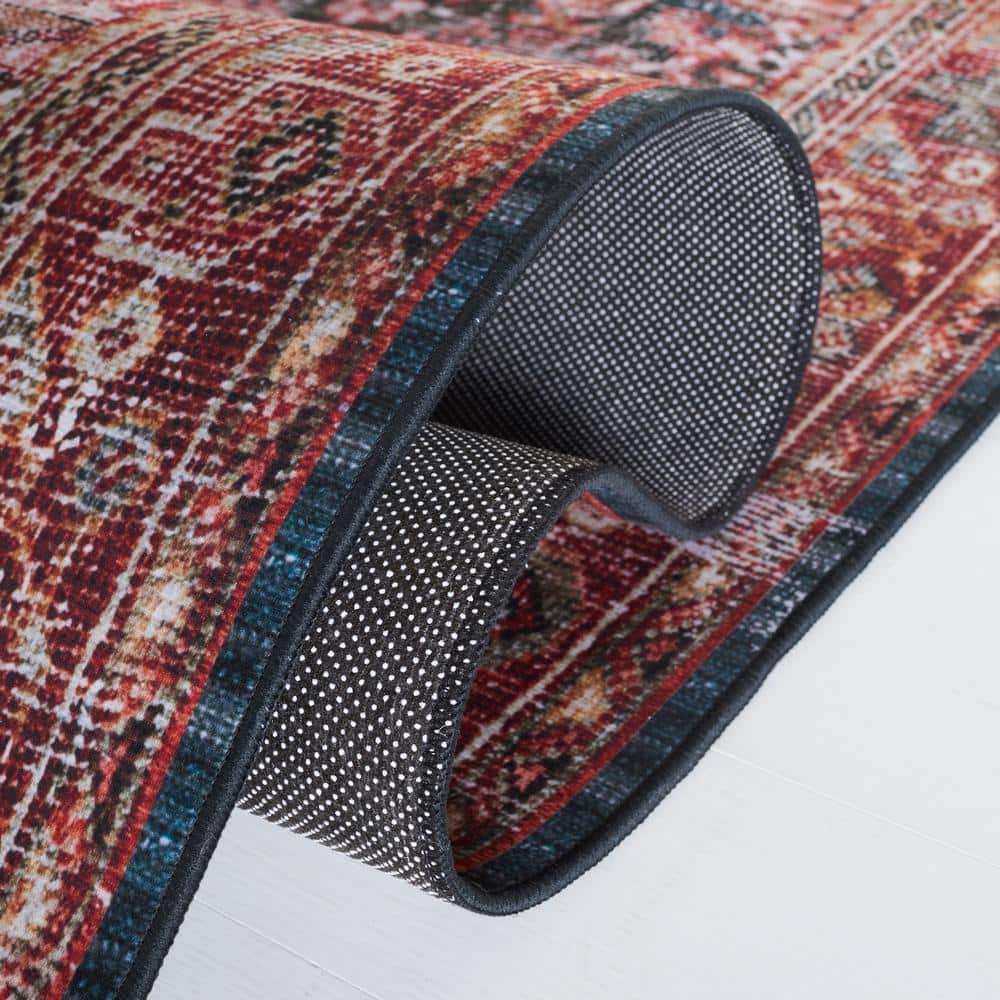 Tucson Rust and Green 3' x 5' Washable Area Rug