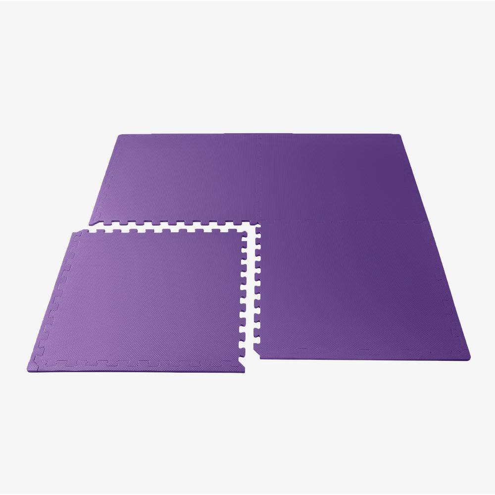 Purple EVA Foam Interlocking Gym Floor Tiles, 24" x 24", 6-Pack