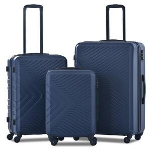 Travel Case with Swivel Single Wheel Light PC+ABS TSA Lock Luggage Set of 3 blue 20/24/28 Only 