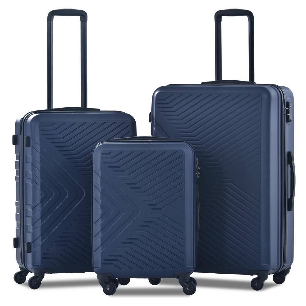 VIKIO PRO 3-Piece Blue Luggage Sets ABS Lightweight Suitcase with