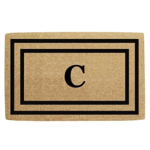 22 in. x 36 in. Heavy Duty Black Thin Double Picture Frame Monogrammed C Coco Door Mat