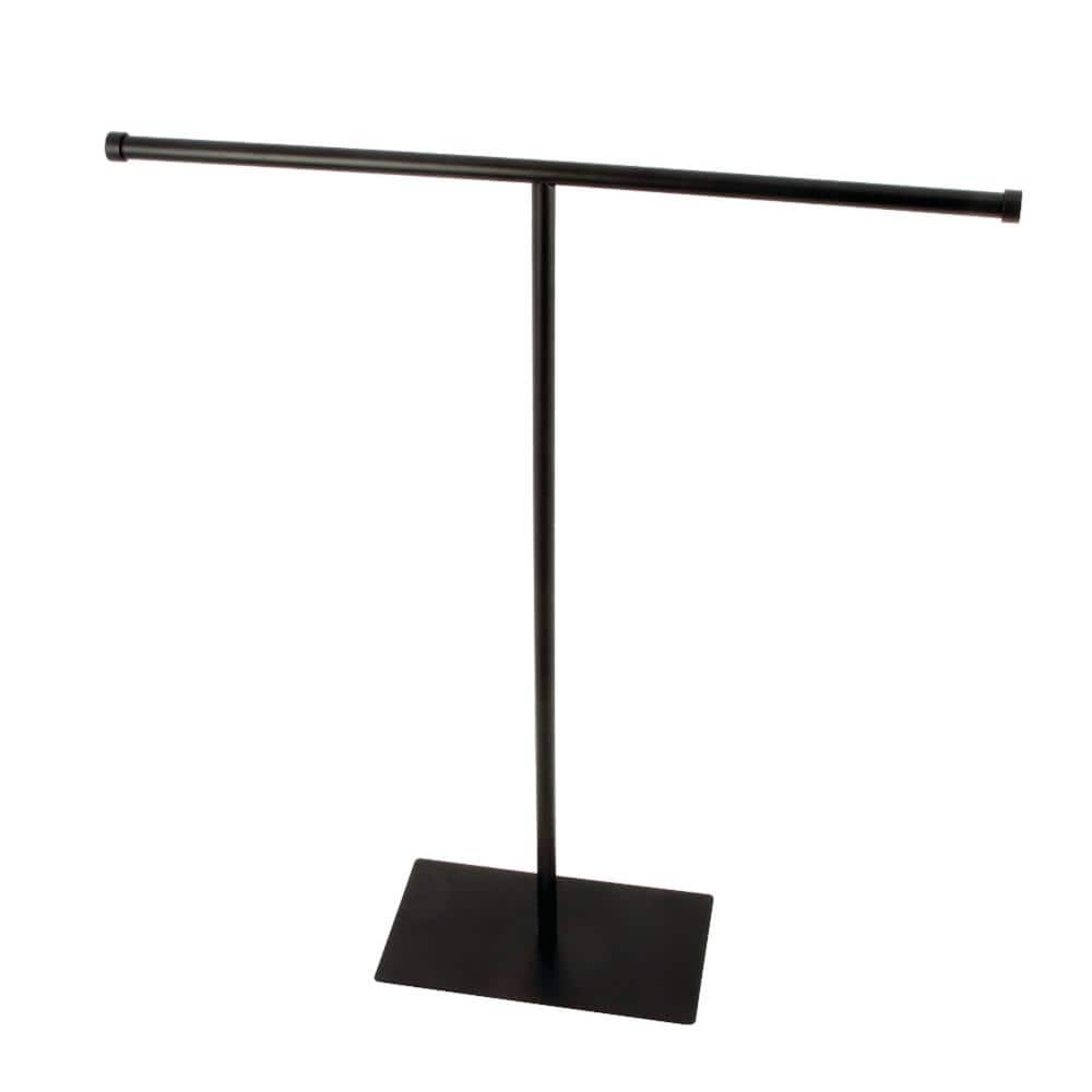 Matte Black Brass and Steel Freestanding T-Shape Towel Rack