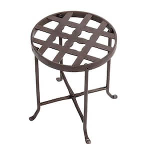 12 in. Tall Roman Bronze Powder Coat Metal Small Round Table Flowers Plant Stand