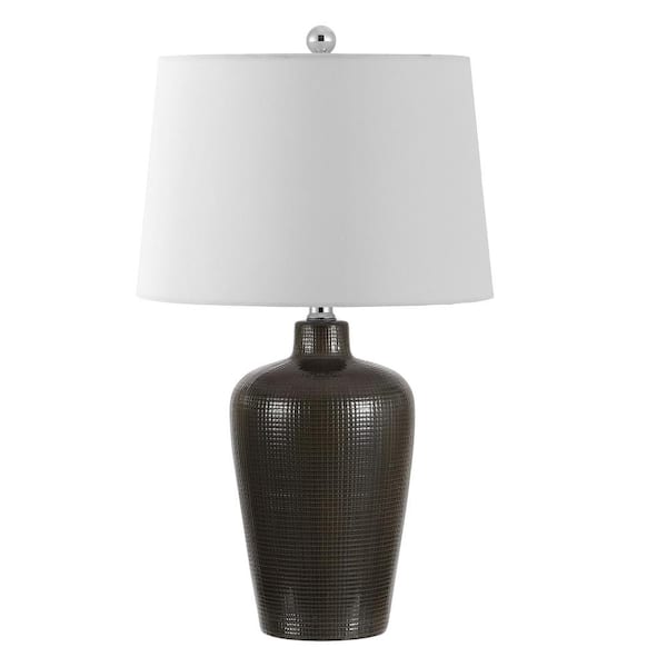 SAFAVIEH Alria 25.5 in. Brown Table Lamp with White Shade