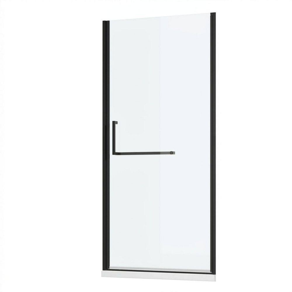 27-28 in. W x 72 in. H Pivot Frameless Shower Door in Matte Black with 1/4 in. SGCC Clear Tempered Glass, Reversible price history on PriceWatchPro