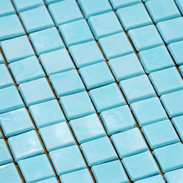 Skosh 11.6 in. x 11.6 in. Glossy Sky Blue Glass Mosaic Wall and Floor Tile (18.69 sq. ft./case) (20-pack)