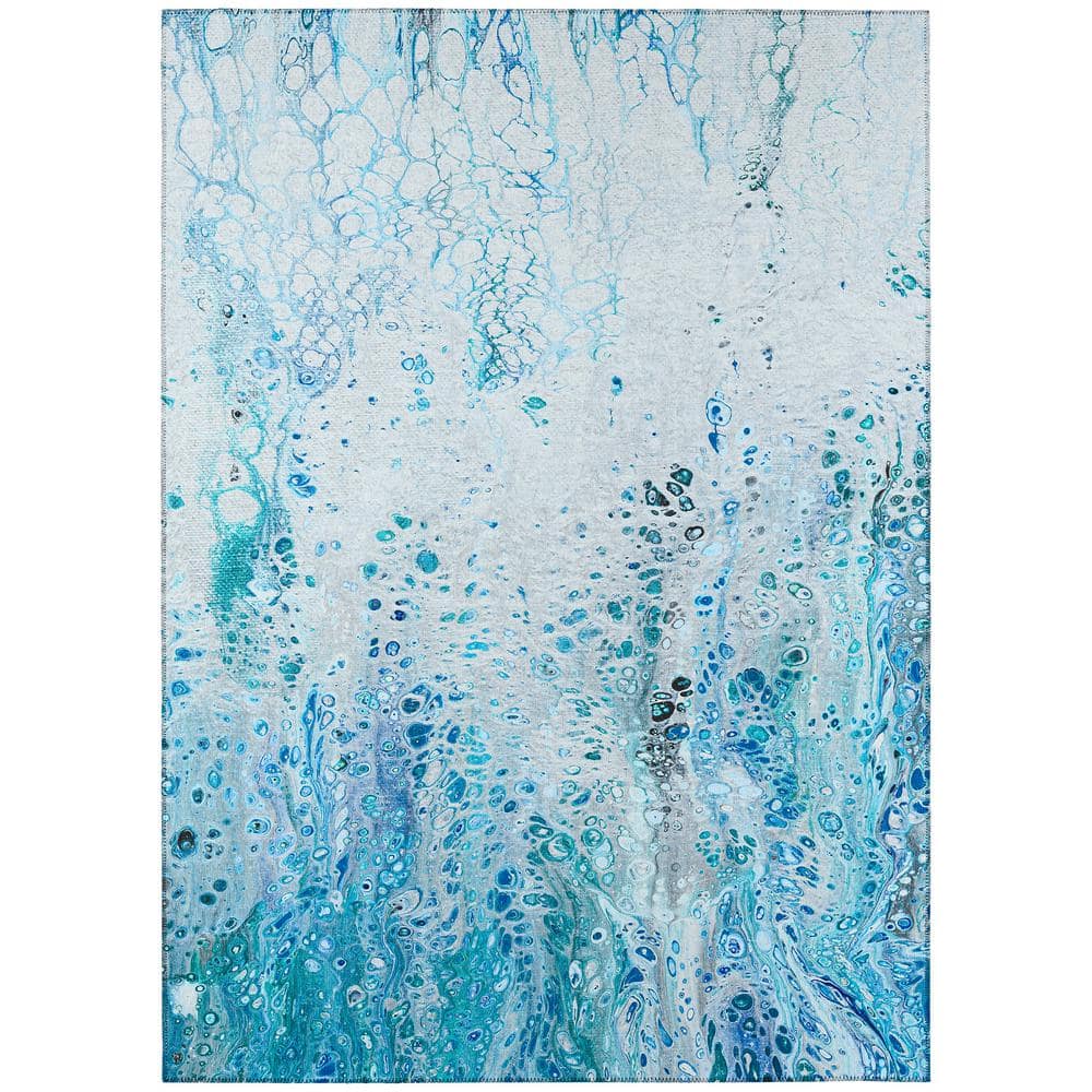 Karina Blue 8 ft. x 10 ft. Geometric Indoor/Outdoor Area Rug