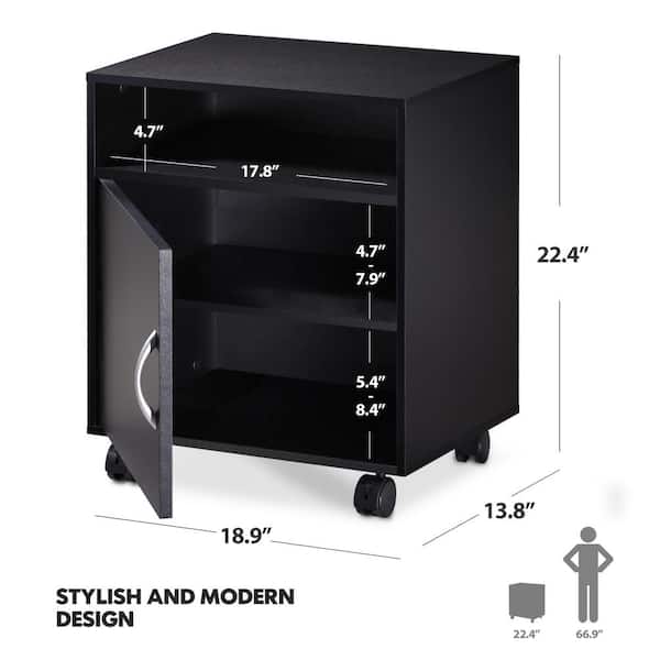 Wheeled Office/Home Printer Stand & Cabinet w/ 2 Variable Shelves Black, 1  Unit - Kroger